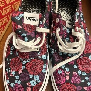 Vans Black Floral Canvas Shoes